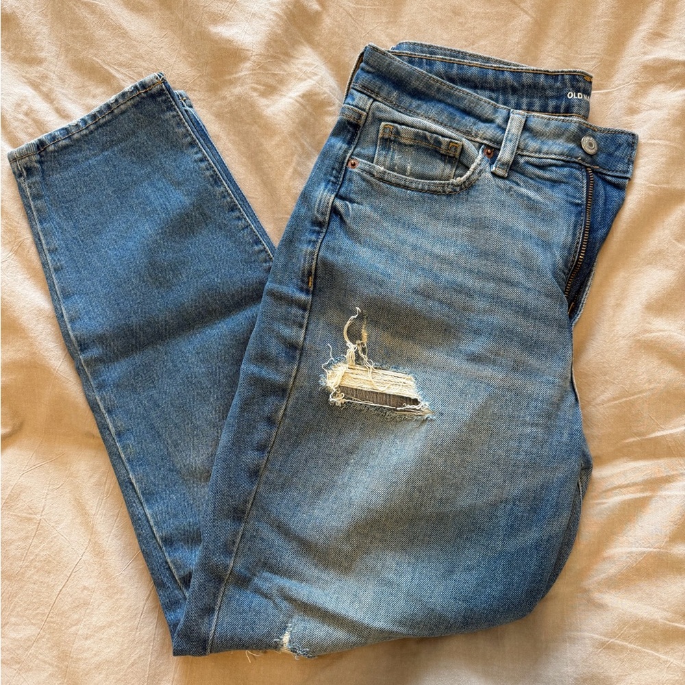 Old Navy Women's Light Blue Ripped Skinny Jeans